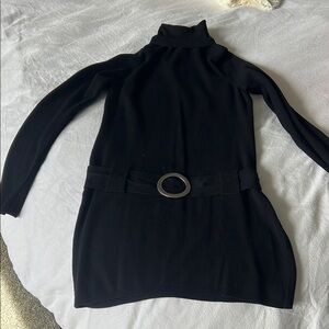Elegant Black Turtleneck Dress